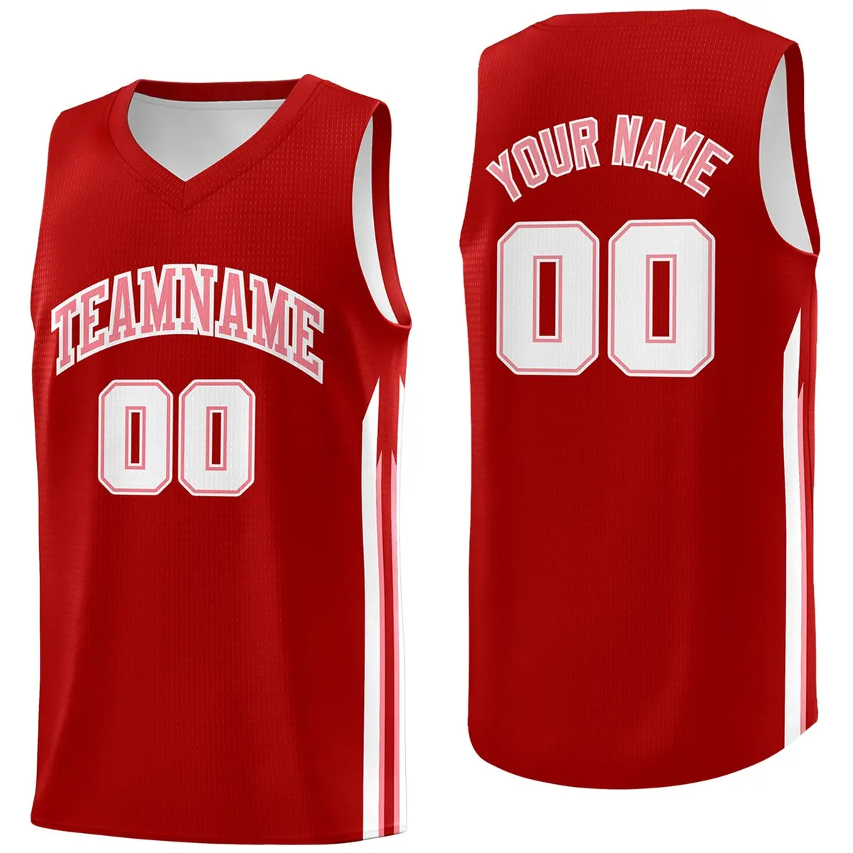 Red White-Pink Classic Athletic Basketball Jersey