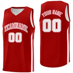 Red White-Pink Classic Athletic Basketball Jersey
