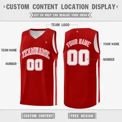 Red White-Pink Classic Athletic Basketball Jersey 2