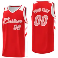 Red White Pink Classic Athletic Basketball Jersey
