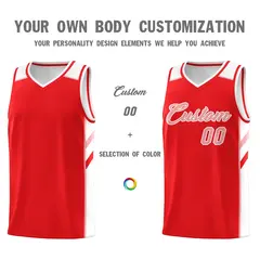 Red White Pink Classic Athletic Basketball Jersey 3