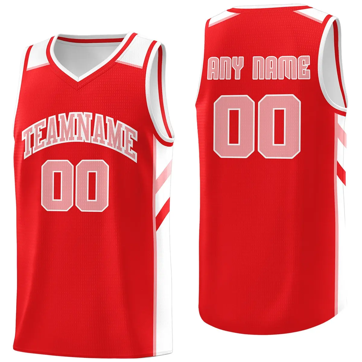 Red White-Pink Classic Athletic Basketball Jersey