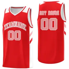 Red White-Pink Classic Athletic Basketball Jersey