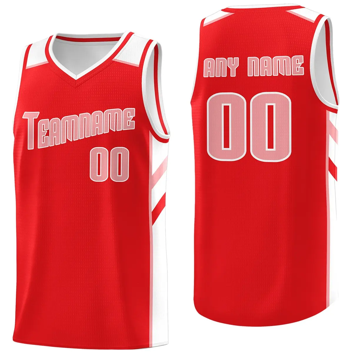 Red White-Pink Classic Sport Game Basketball Jersey