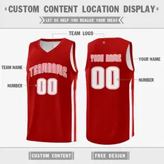Red White-Pink Double Side Training Basketball Jersey 2