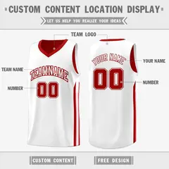 Red White-Pink Double Side Training Basketball Jersey 3