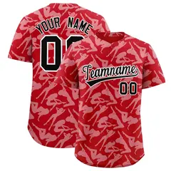 Red White Playboy Graffiti Pattern Baseball Jersey