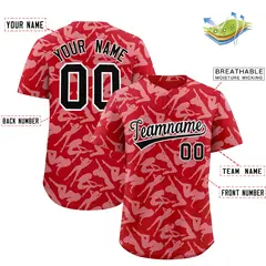 Red White Playboy Graffiti Pattern Baseball Jersey 2