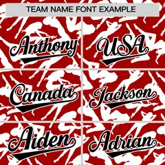 Red White Playboy Graffiti Pattern Baseball Jersey 3