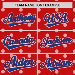 Red White Polka Dot Graffiti Baseball Jersey 3