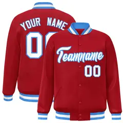 Red White-Powder Blue Varsity Full-Snap Letterman Jacket 1
