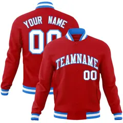 Red White-Powder Blue Varsity Full-Snap Letterman Jacket 1
