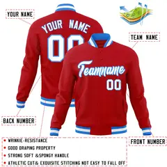 Red White-Powder Blue Varsity Full-Snap Letterman Jacket 4