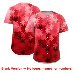 Red White Puzzle Elements Baseball Jersey 7