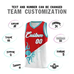 Red White Radiant Sun Two Tone Athletic Basketball Jersey 5