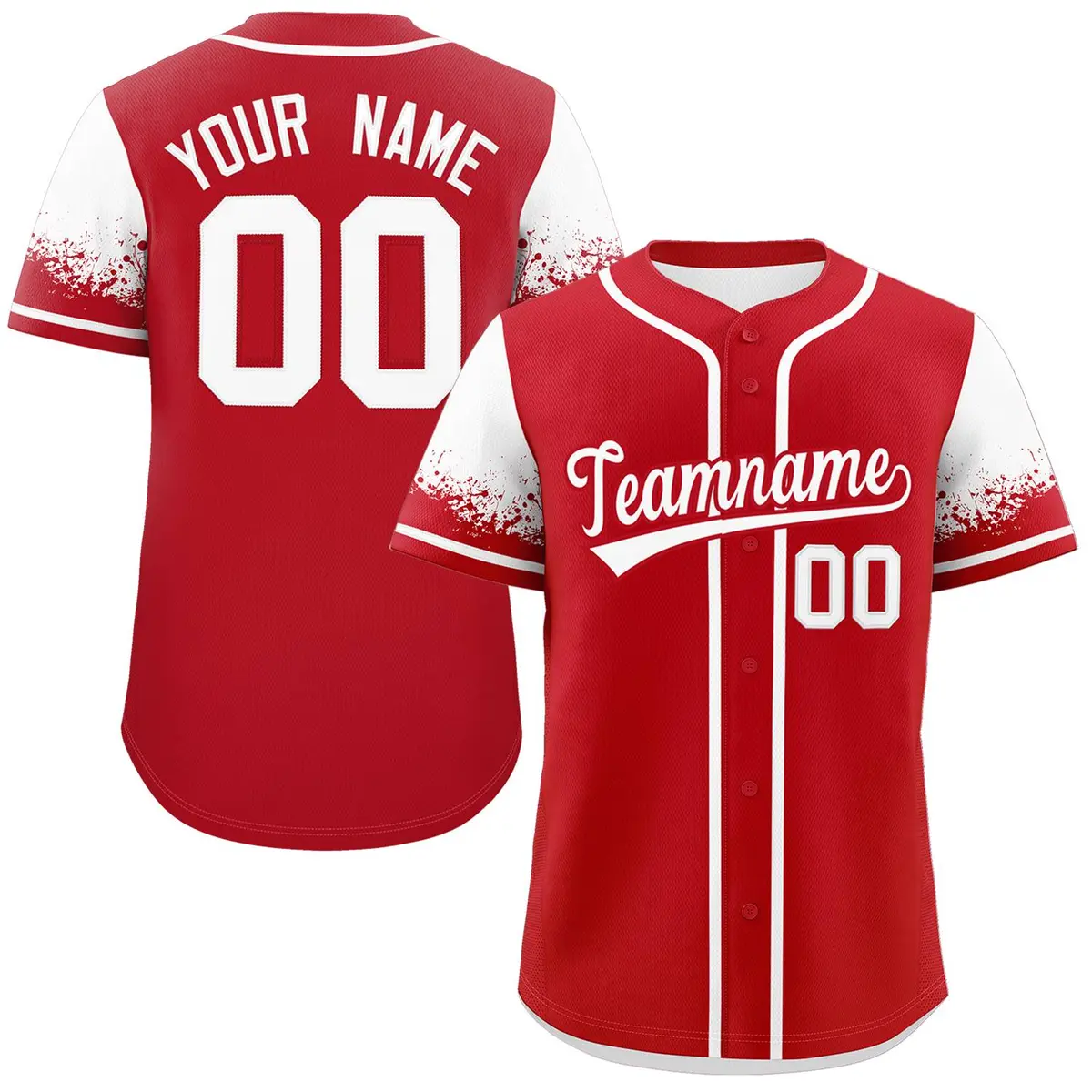 Red White Raglan Sleeves Authentic Baseball Jersey