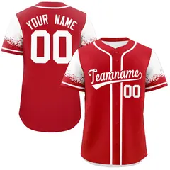 Red White Raglan Sleeves Authentic Baseball Jersey