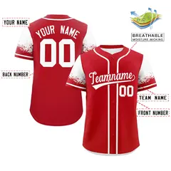 Red White Raglan Sleeves Authentic Baseball Jersey 2
