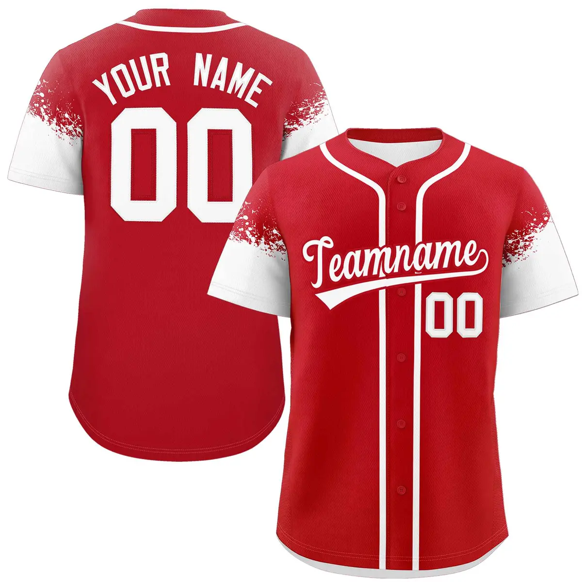 Red White Raglan Sleeves Authentic Baseball Jersey