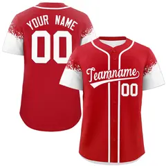 Red White Raglan Sleeves Authentic Baseball Jersey