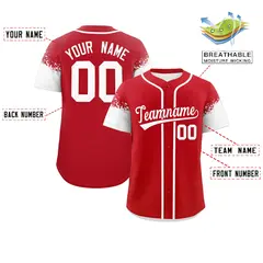 Red White Raglan Sleeves Authentic Baseball Jersey 2