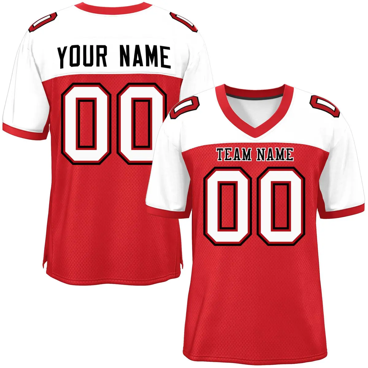 Red-White Raglan Sleeves Fashion Authentic Football Jersey