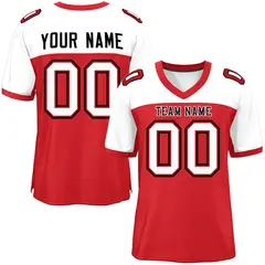 Red-White Raglan Sleeves Fashion Authentic Football Jersey