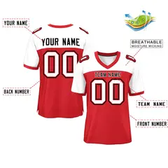 Red-White Raglan Sleeves Fashion Authentic Football Jersey 2