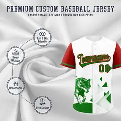 Red White Raptor Series Raglan Drapable Baseball Jersey 3
