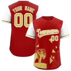 Red White Raptor Series Raglan Street Style Baseball Jersey 1