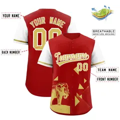 Red White Raptor Series Raglan Street Style Baseball Jersey 2