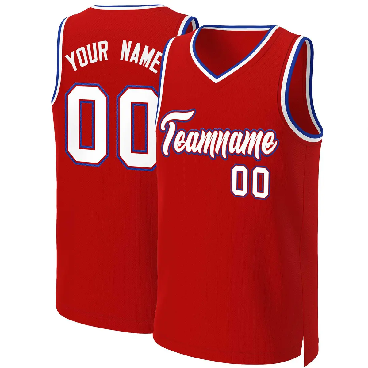 Red White-Red Classic Basketball Jersey