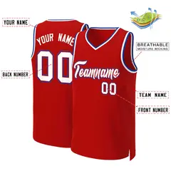Red White-Red Classic Basketball Jersey 2