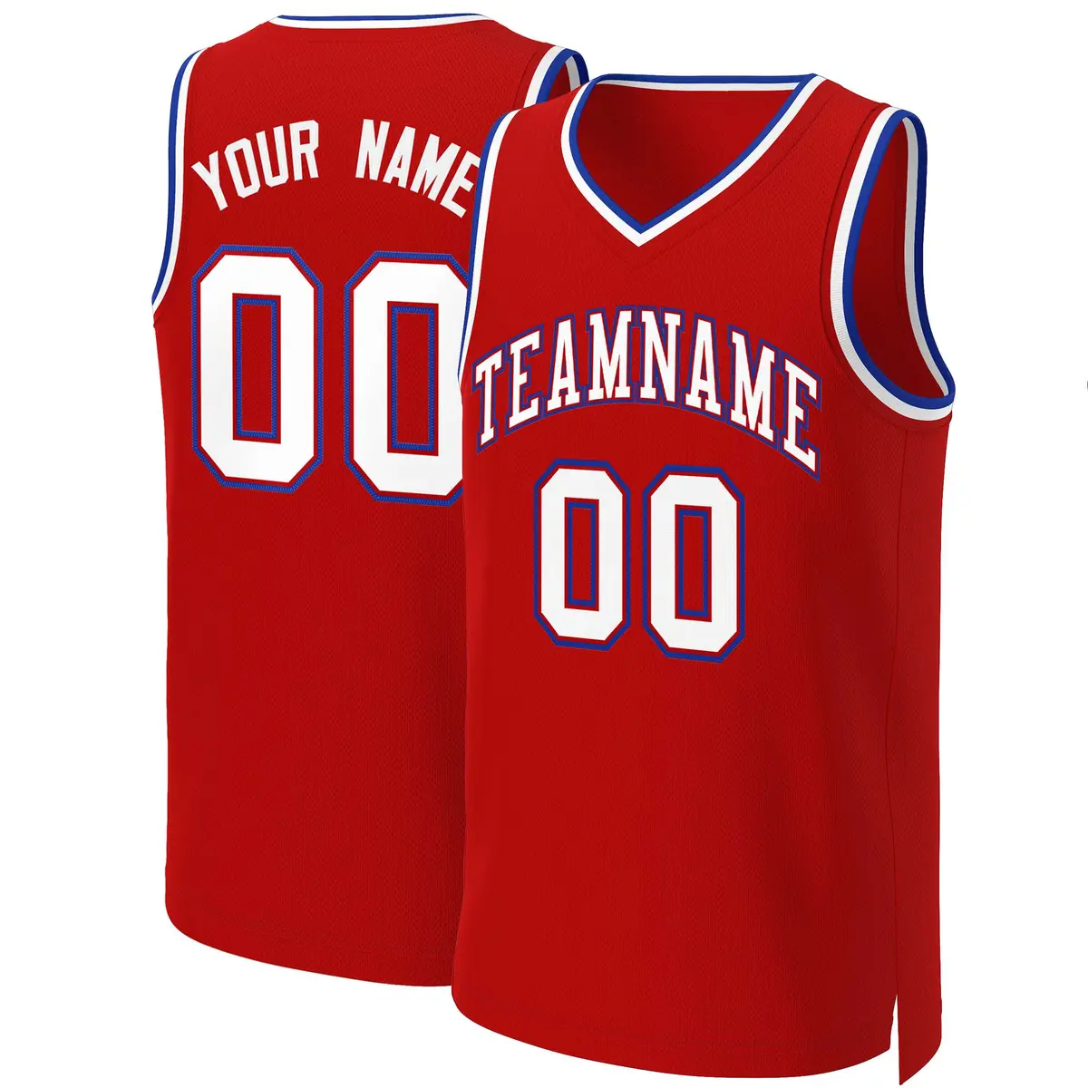 Red White-Red Classic Basketball Jersey