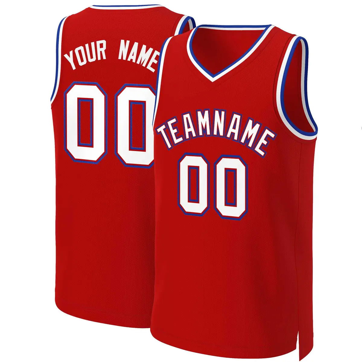 Red White-Red Classic Basketball Jersey