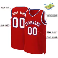 Red White-Red Classic Basketball Jersey 2