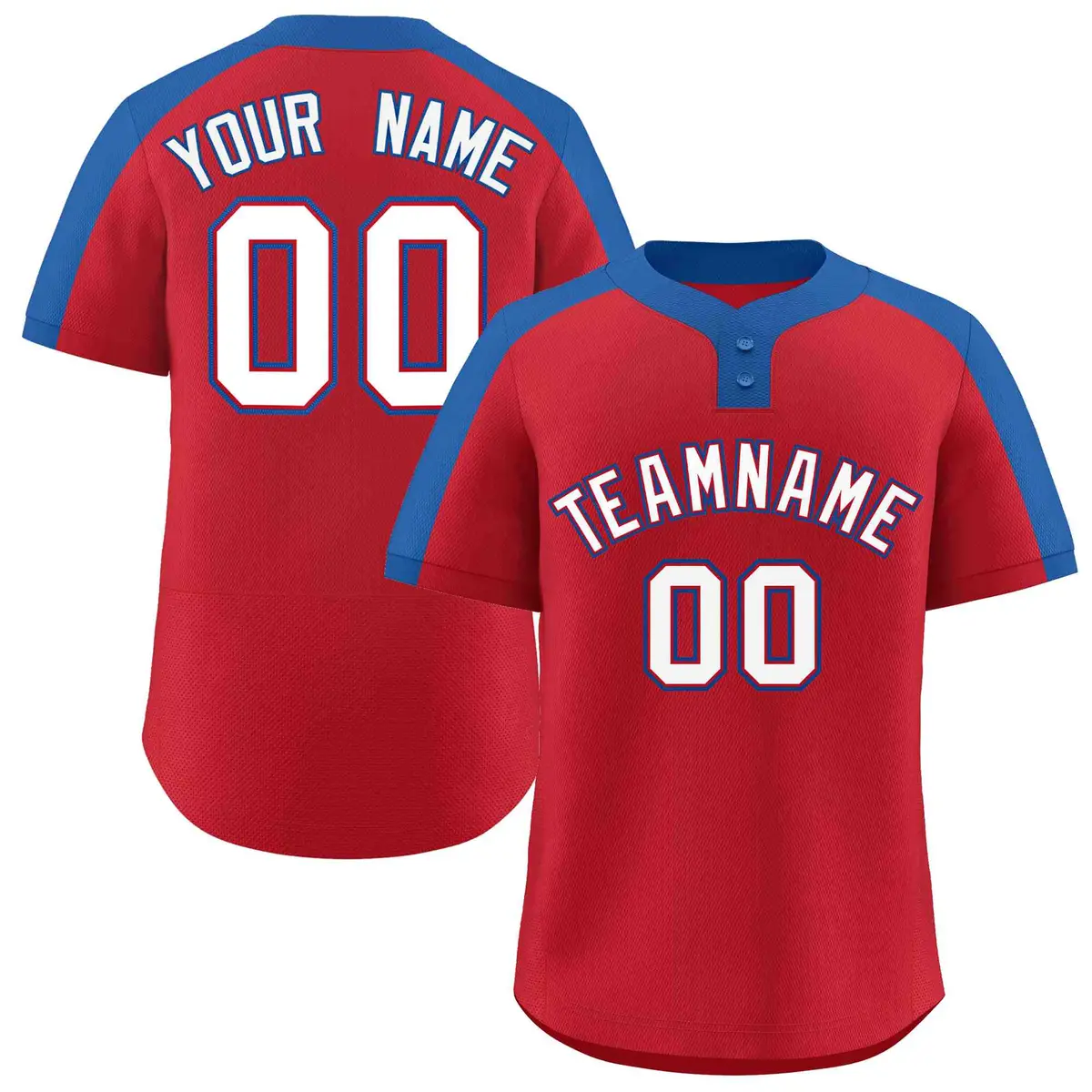 Red White-Red Classic Style Two-Button Softball Jersey