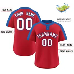 Red White-Red Classic Style Two-Button Softball Jersey 2