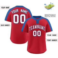 Red White-Red Classic Style Two-Button Softball Jersey 2