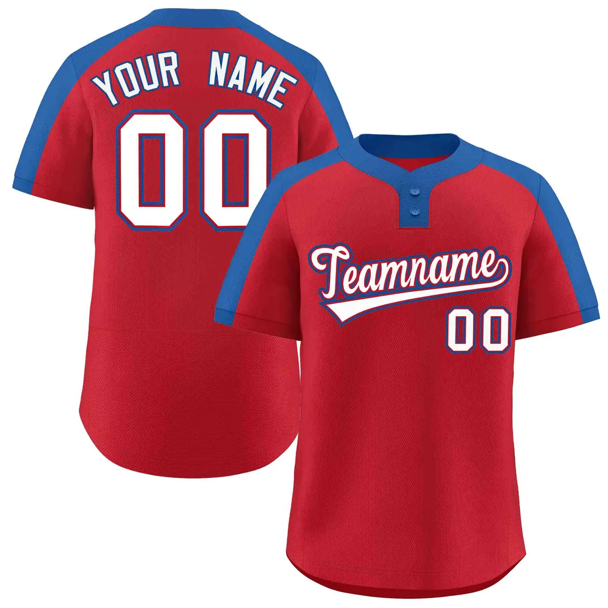 Red White-Red Classic Style Two-Button Softball Jersey
