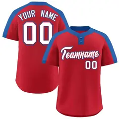 Red White-Red Classic Style Two-Button Softball Jersey 1