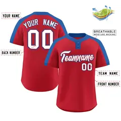 Red White-Red Classic Style Two-Button Softball Jersey 2