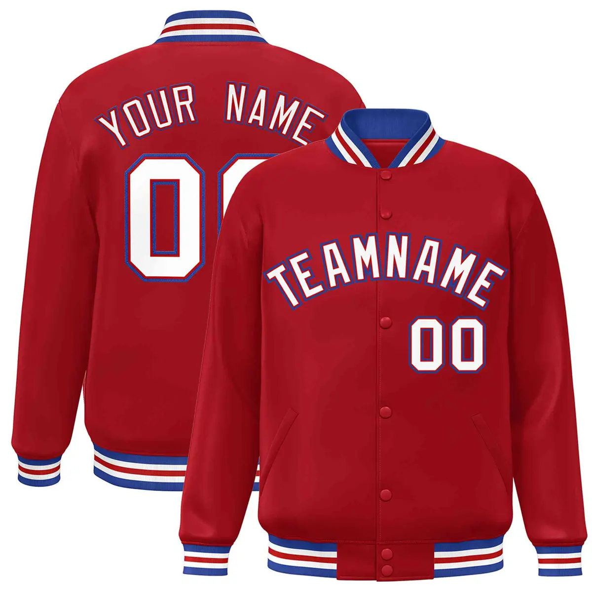 Red White-Red Classic Varsity Full-Snap Letterman Jacket