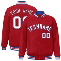 Red White-Red Classic Varsity Full-Snap Letterman Jacket