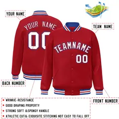 Red White-Red Classic Varsity Full-Snap Letterman Jacket 2