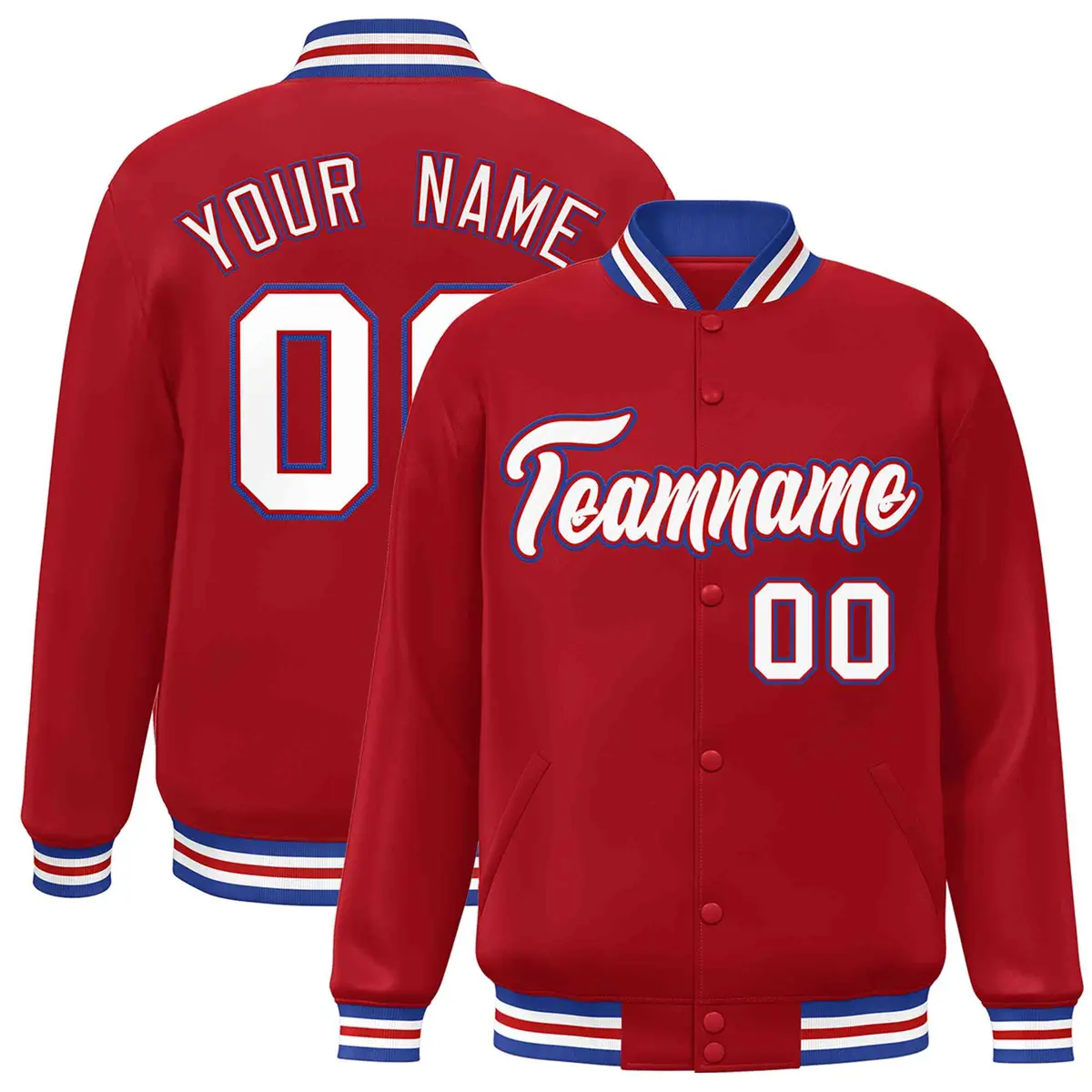 Red White-Red Classic Varsity Full-Snap Letterman Jacket