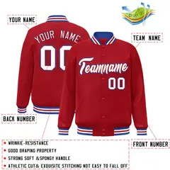 Red White-Red Classic Varsity Full-Snap Letterman Jacket 2