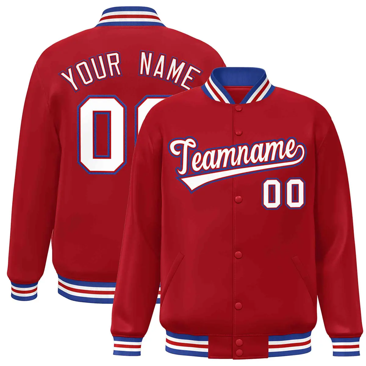 Red White-Red Classic Varsity Full-Snap Letterman Jacket