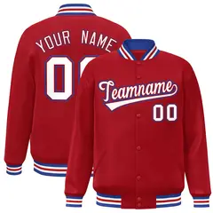 Red White-Red Classic Varsity Full-Snap Letterman Jacket