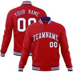 Red White-Red Classic Varsity Full-Snap Letterman Jacket